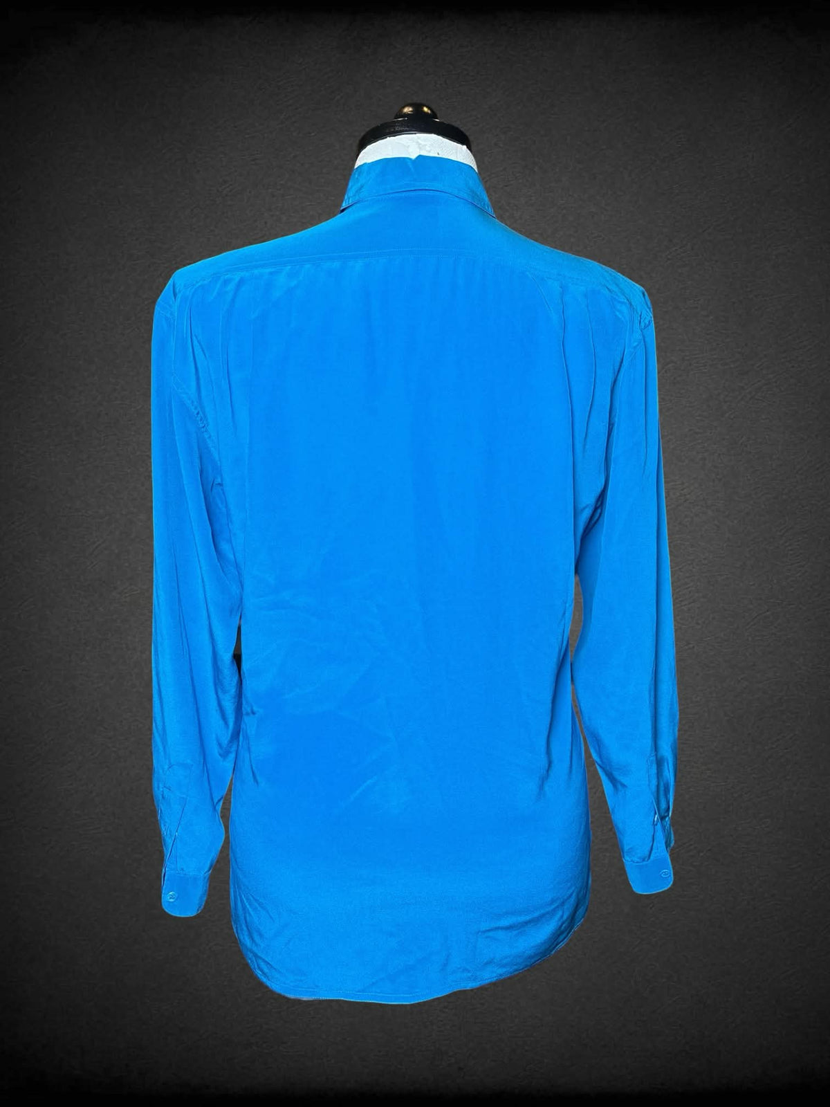 0X Liz Claiborne vintage blue silk button-up shirt with pockets on front