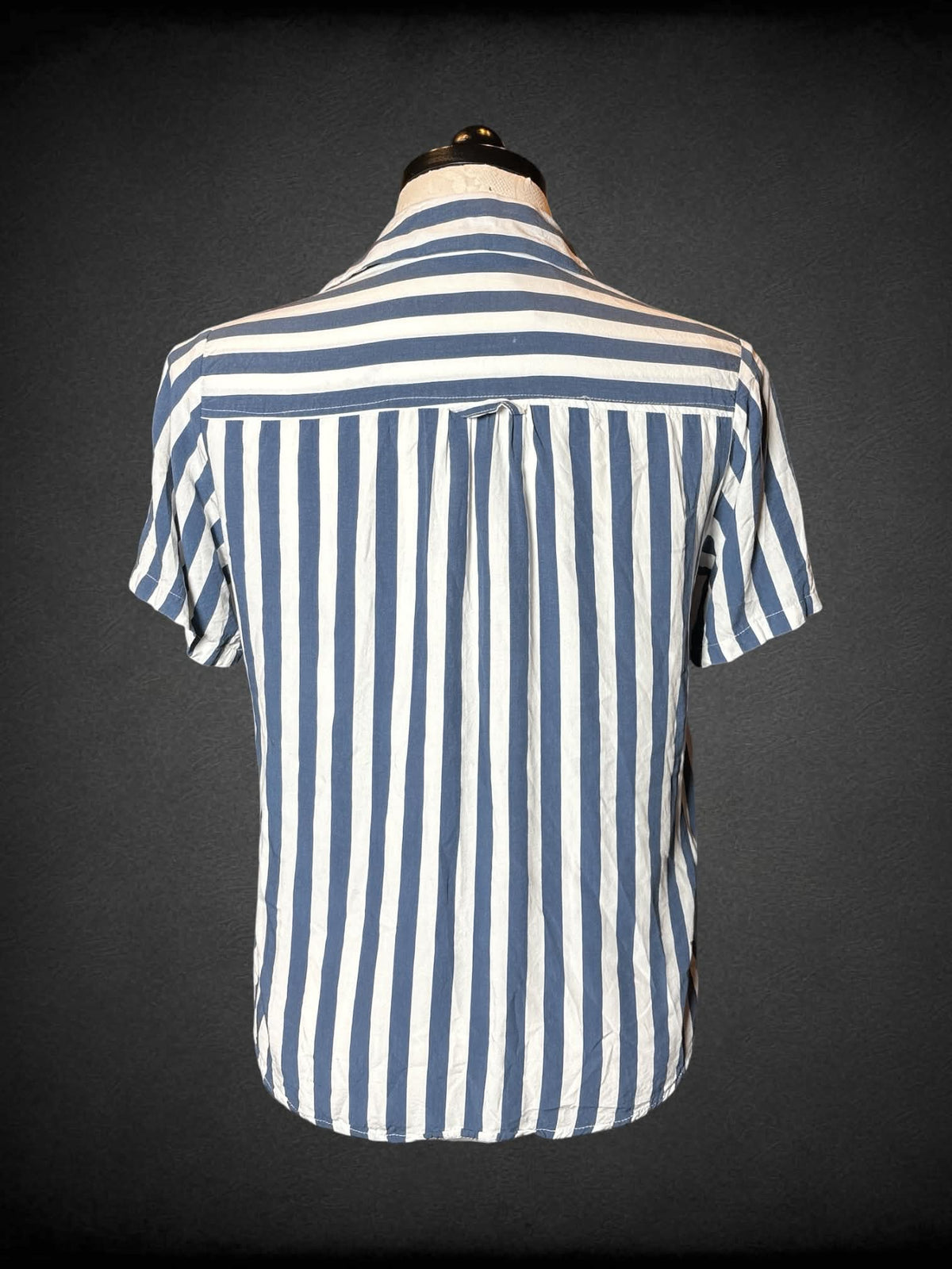 0X Velvet Heart blue & white striped button-up shirt with pockets on front