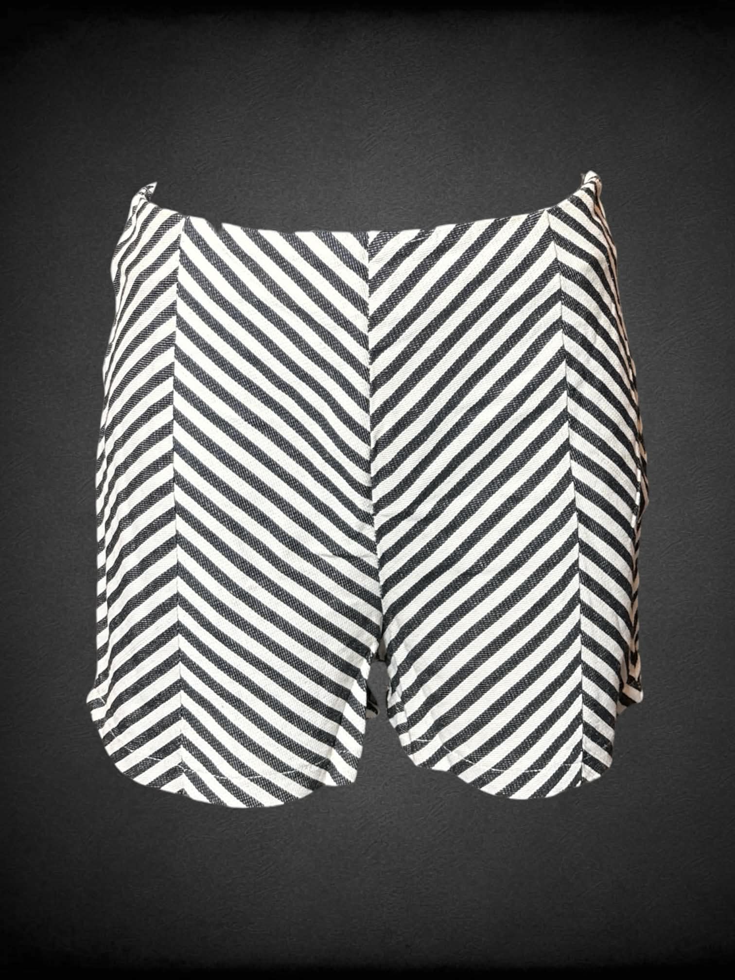 S Bar III black & white striped high-waisted shorts with zipper on side