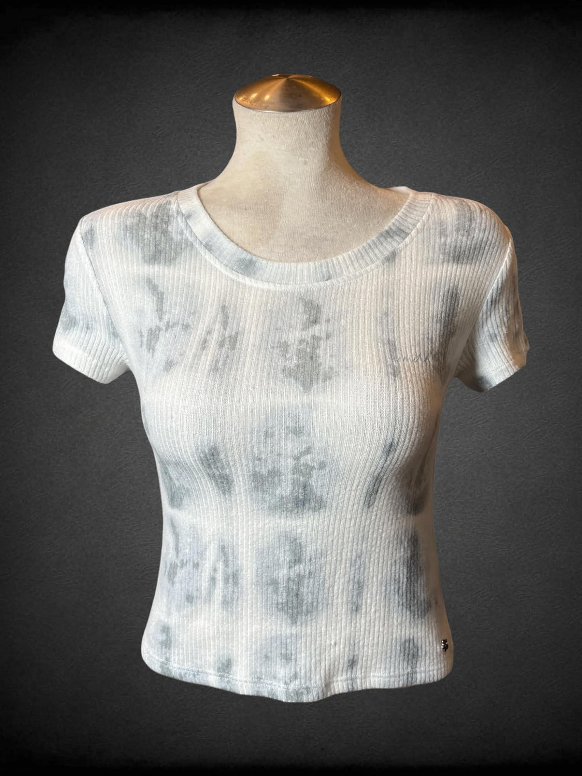 L Limited Too white & grey soft ribbed crop top