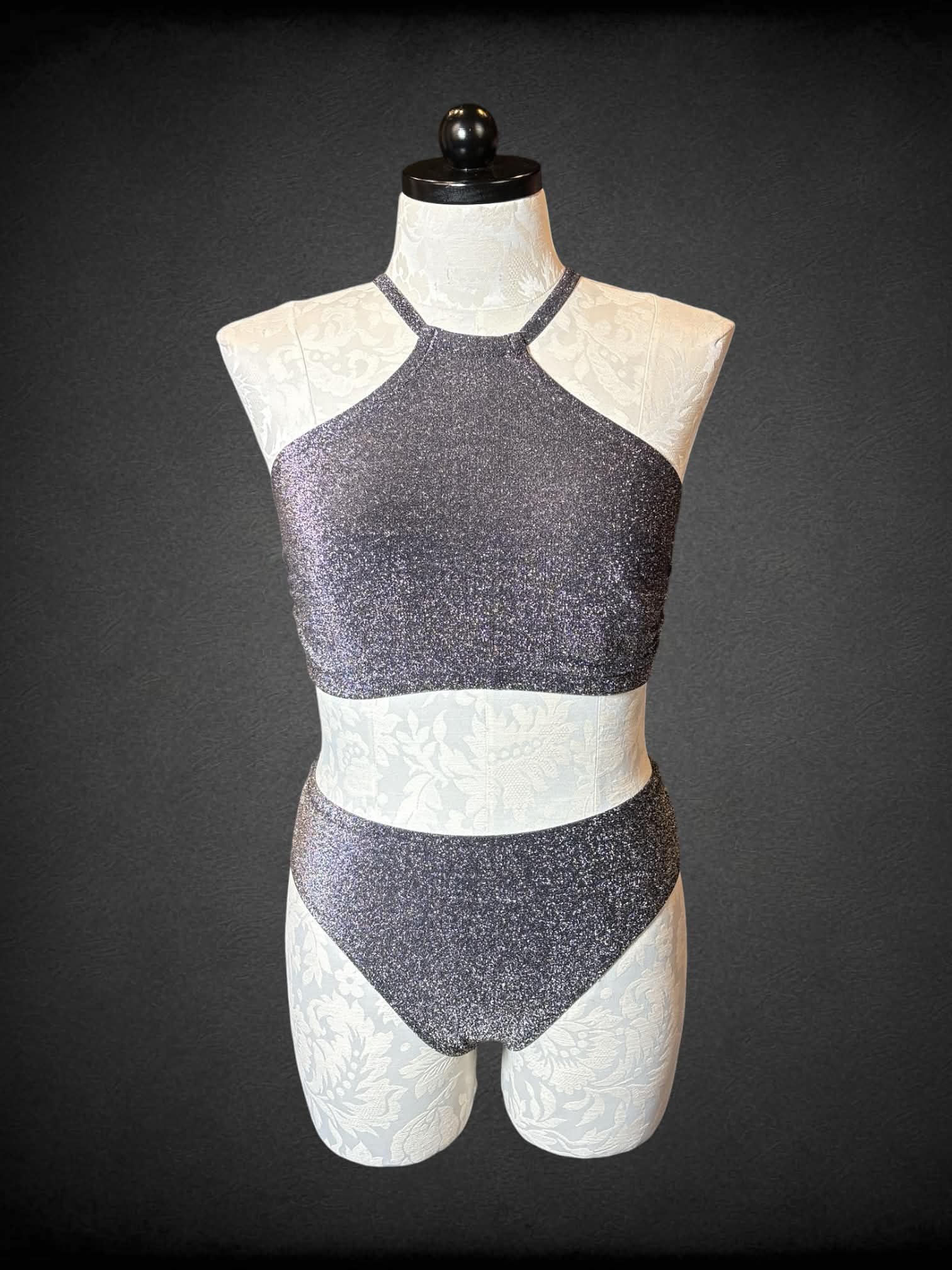 XL Wild Fable silver two-piece set with glitter halter top, and bottoms
