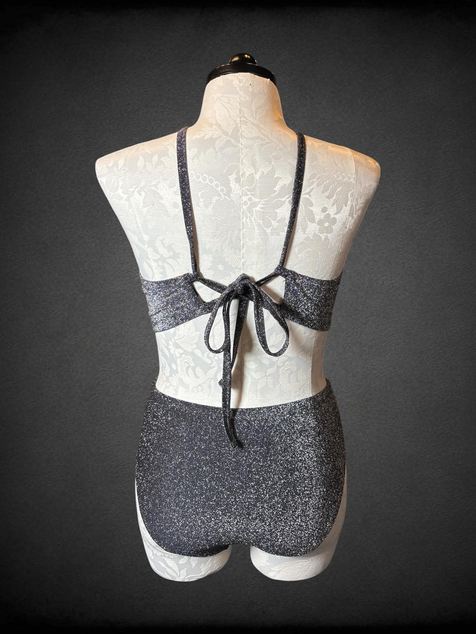 XL Wild Fable silver two-piece set with glitter halter top, and bottoms