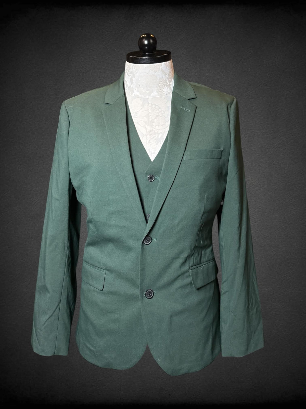 0X ASOS NWT forest green two-piece set with button-up vest, and blazer