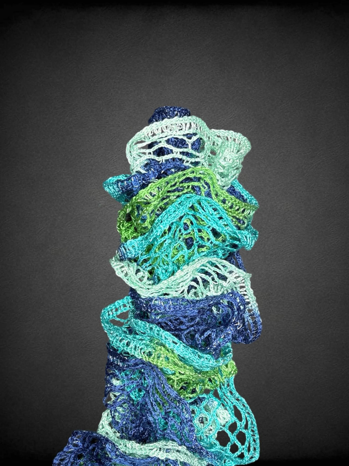 60 inch Y2K blue & green fishnet layered scarf