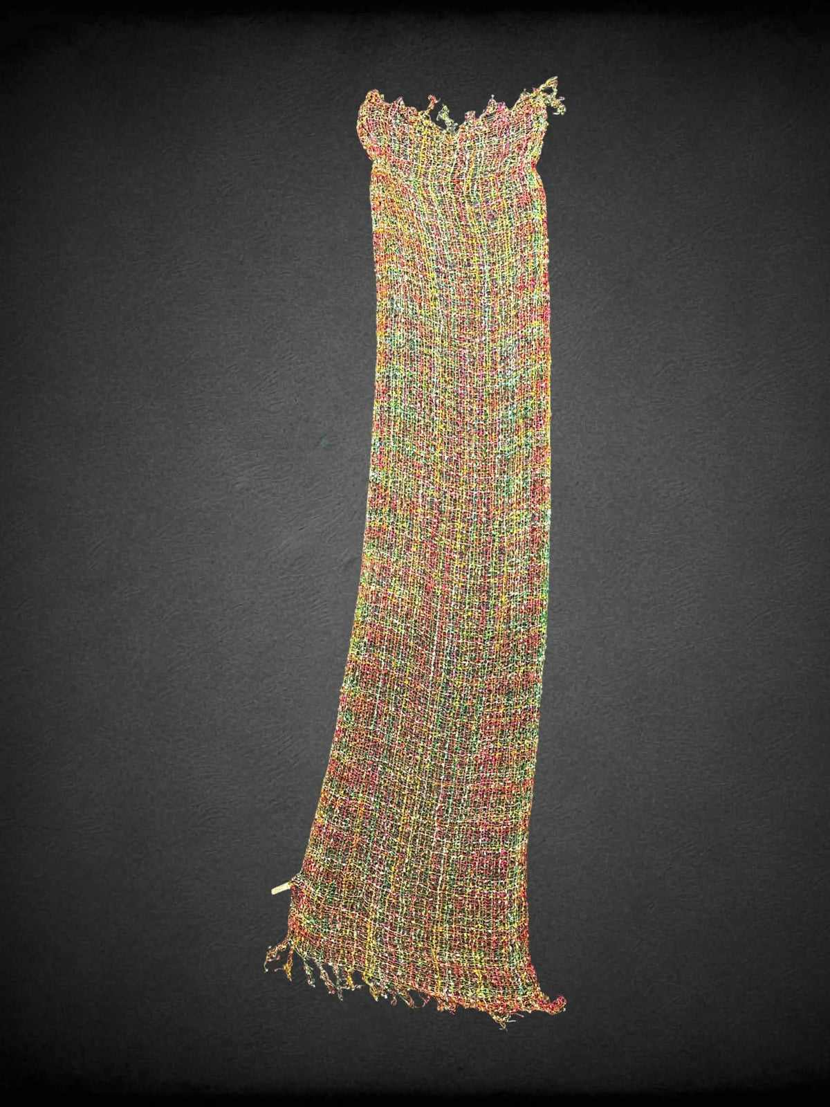 20 x 70 inch Collection Eighteen Y2K multicolor fishnet scarf with tassels