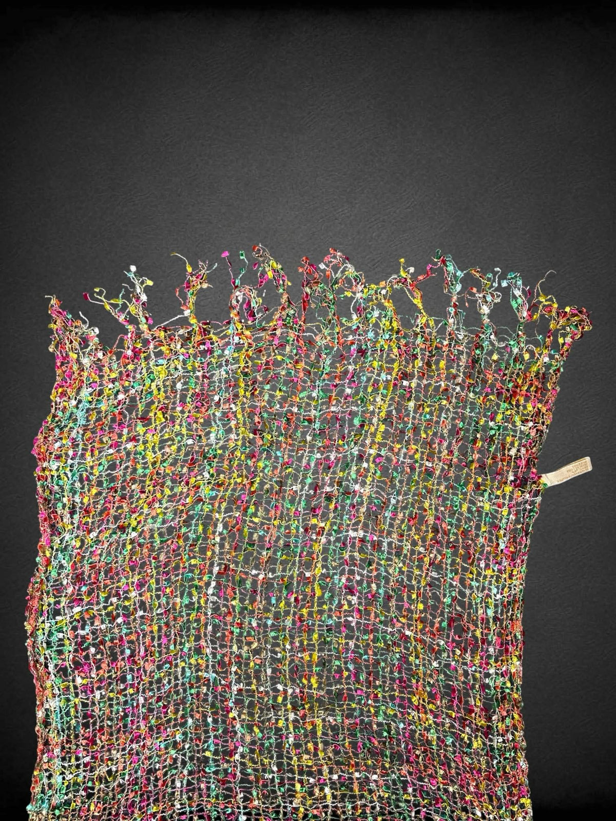 20 x 70 inch Collection Eighteen Y2K multicolor fishnet scarf with tassels
