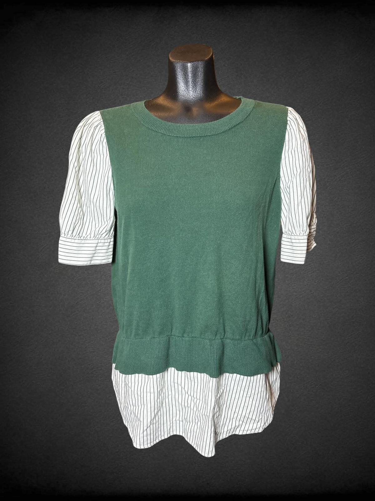 M Loft forest green layered sweater top