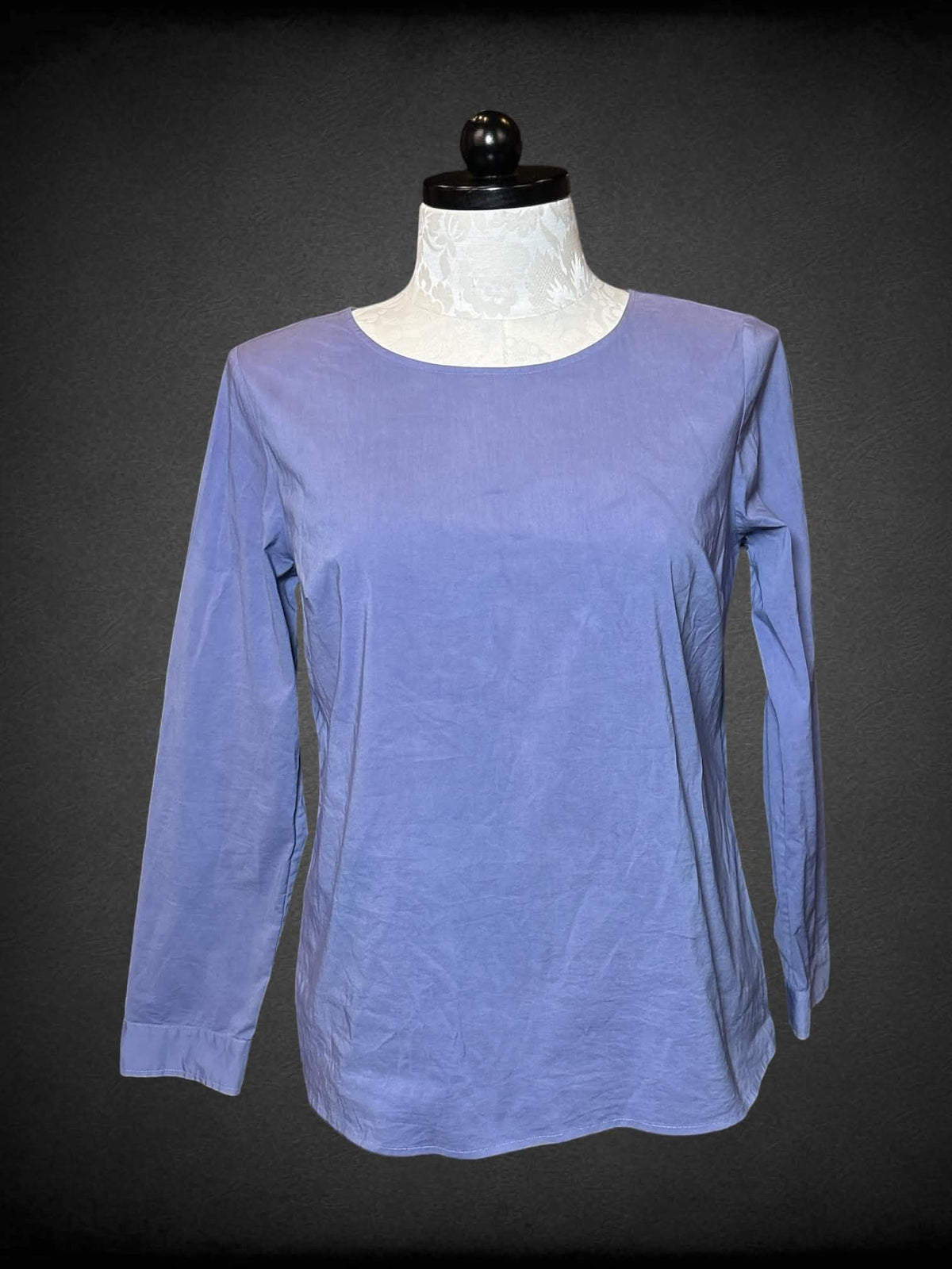 0X Talbots lavender long-sleeve shirt with zipper on side, and button on back