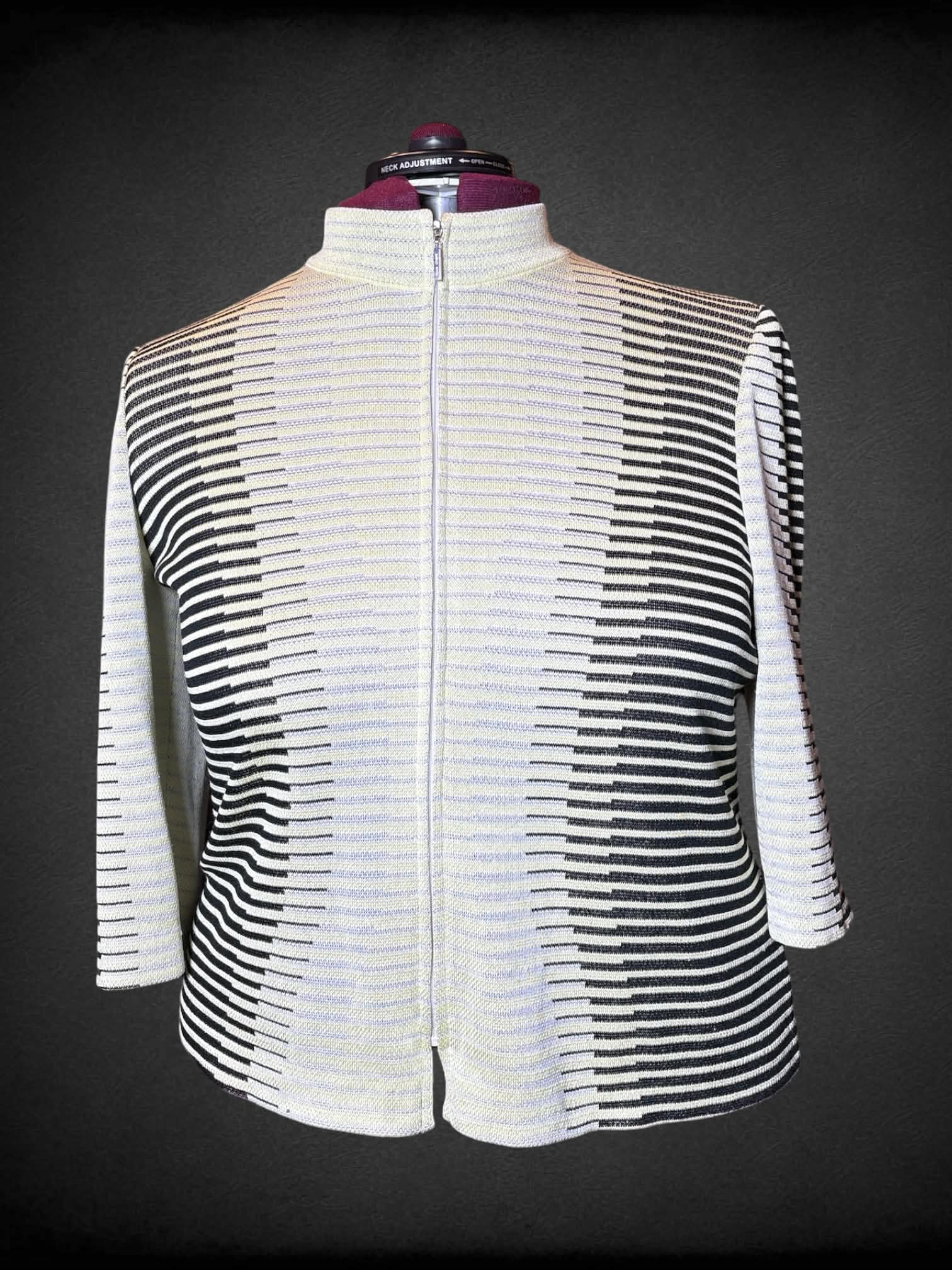 2X Ming Wang neon yellow, black & white zip-up cropped jacket with striped design