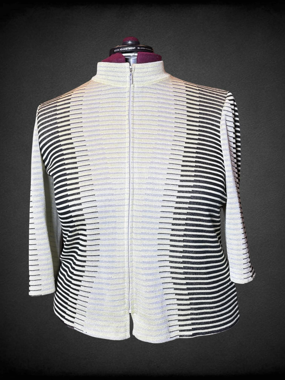 2X Ming Wang neon yellow, black & white zip-up cropped jacket with striped design