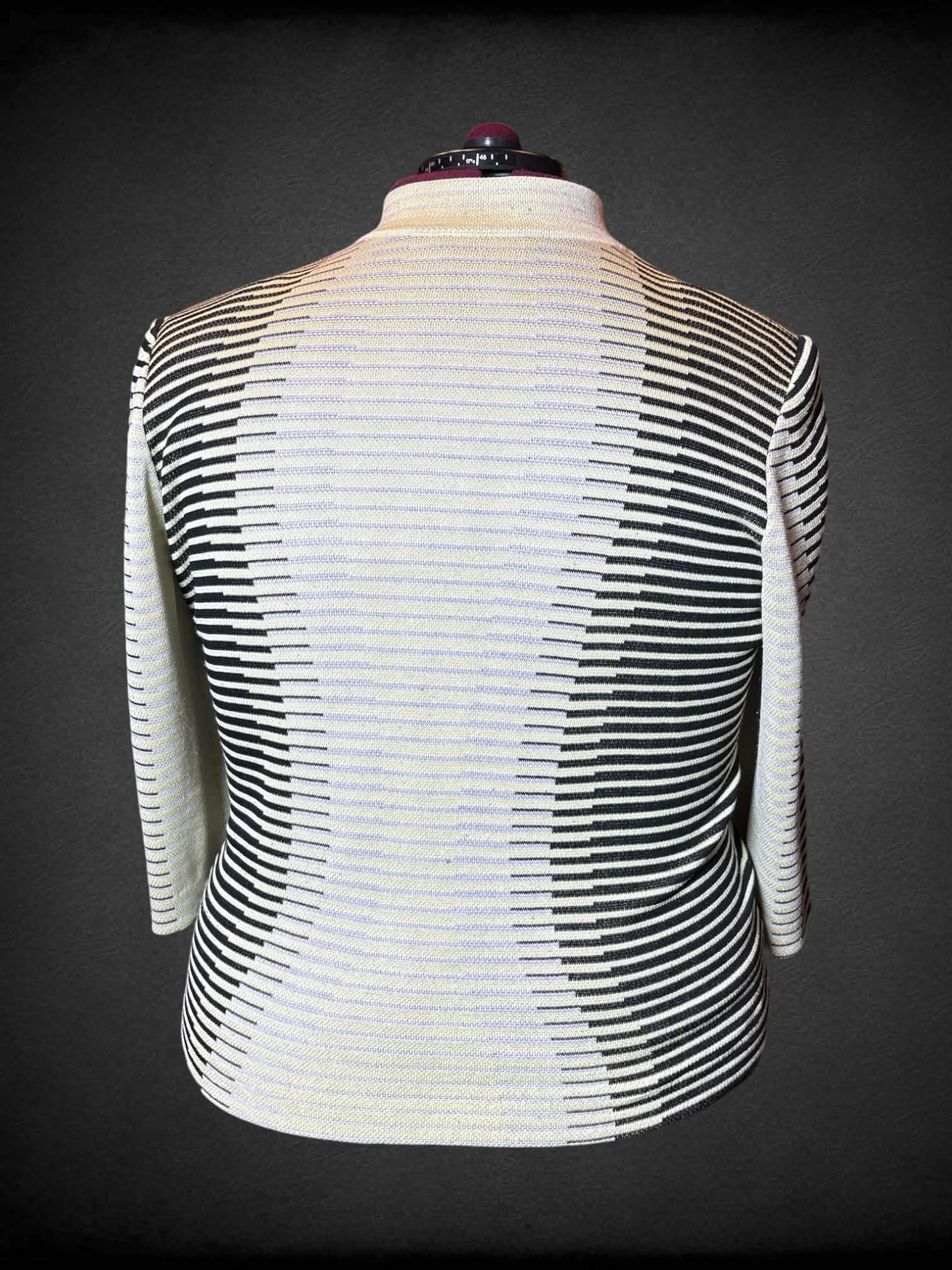 2X Ming Wang neon yellow, black & white zip-up cropped jacket with striped design