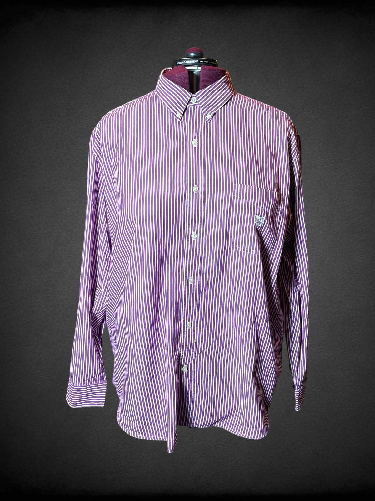 3X Chaps white & purple striped button-down shirt with pocket on front