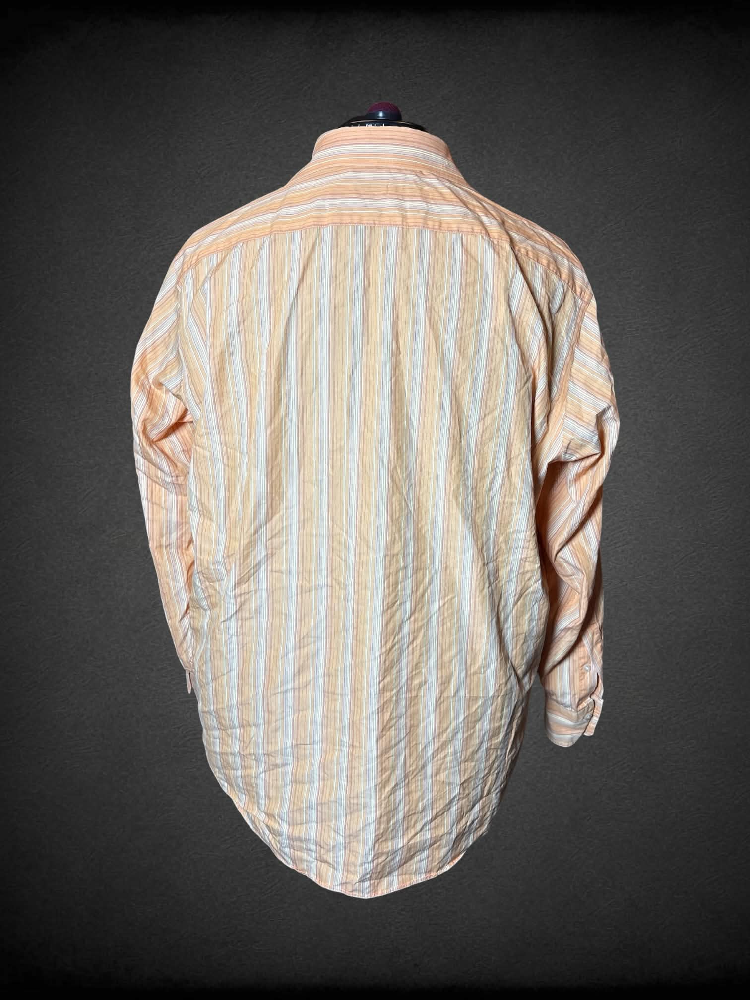 3X BCBG Max Azria pale orange button-up shirt with striped pattern
