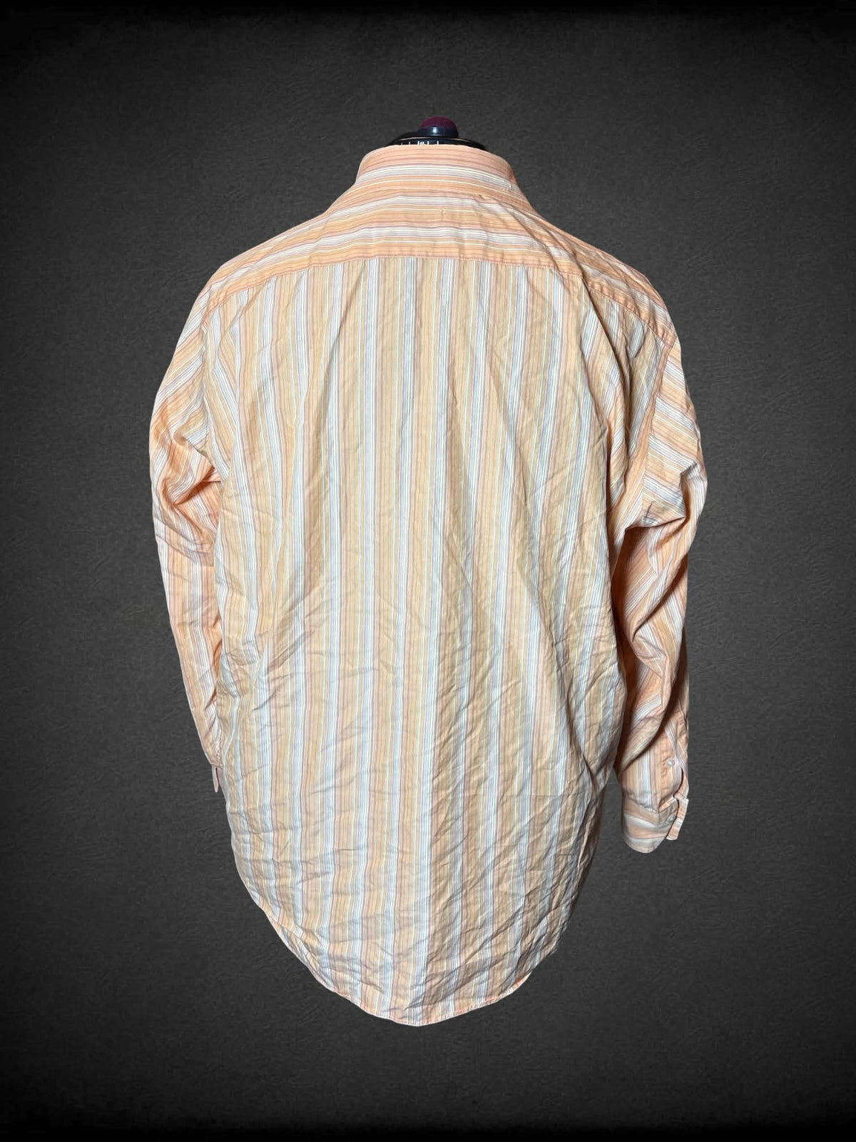 3X BCBG Max Azria pale orange button-up shirt with striped pattern