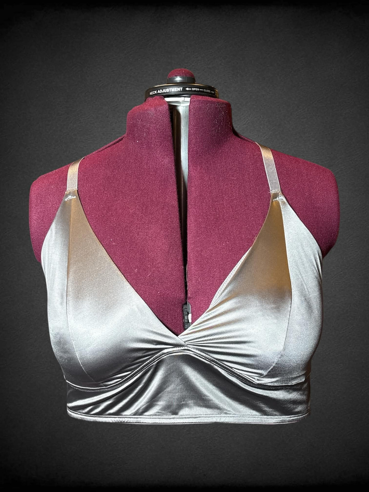4X Torrid metallic grey wire-free padded bra with cross straps