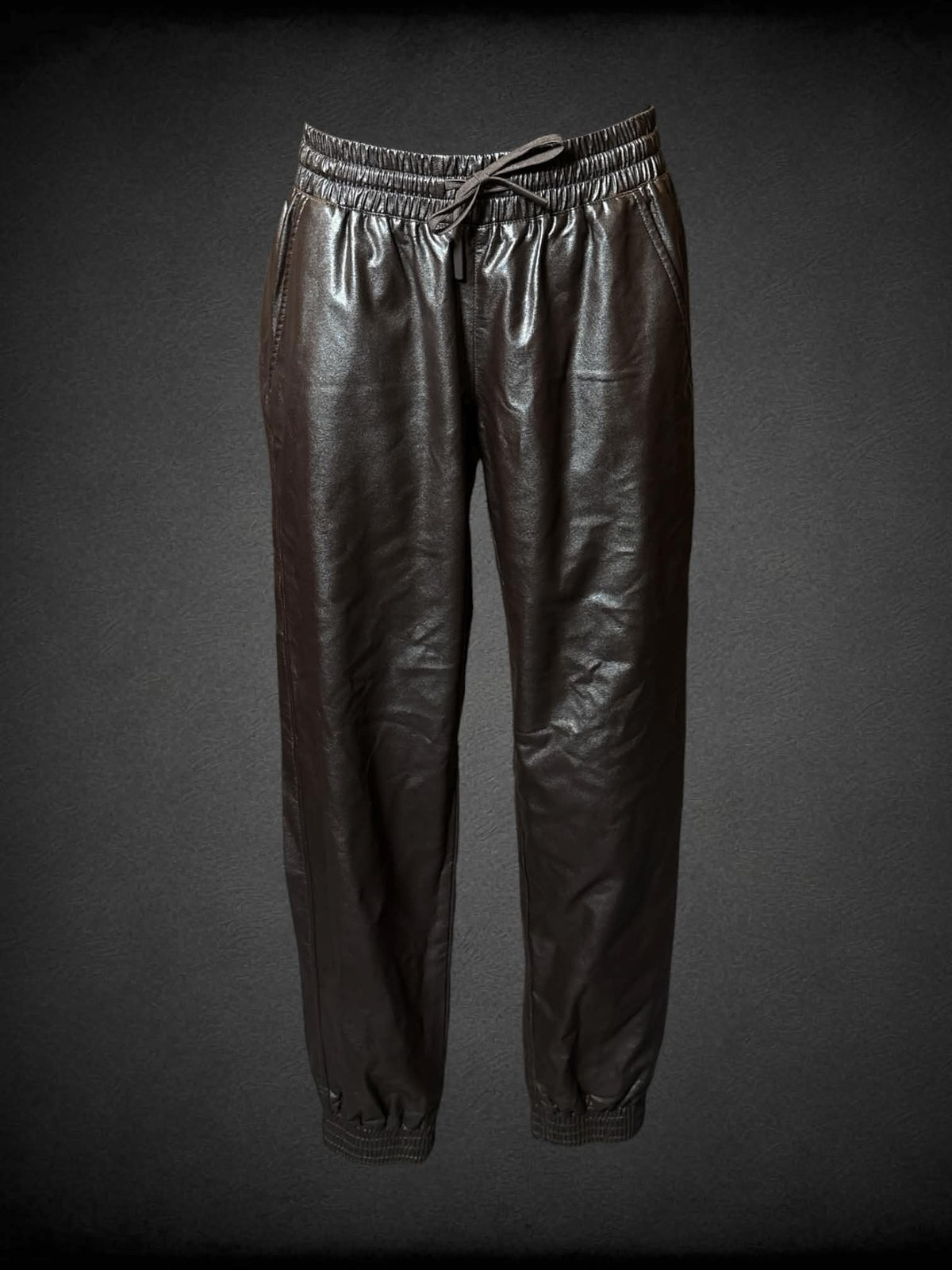 M ZARA brown faux leather pants with stretch waist, and pockets