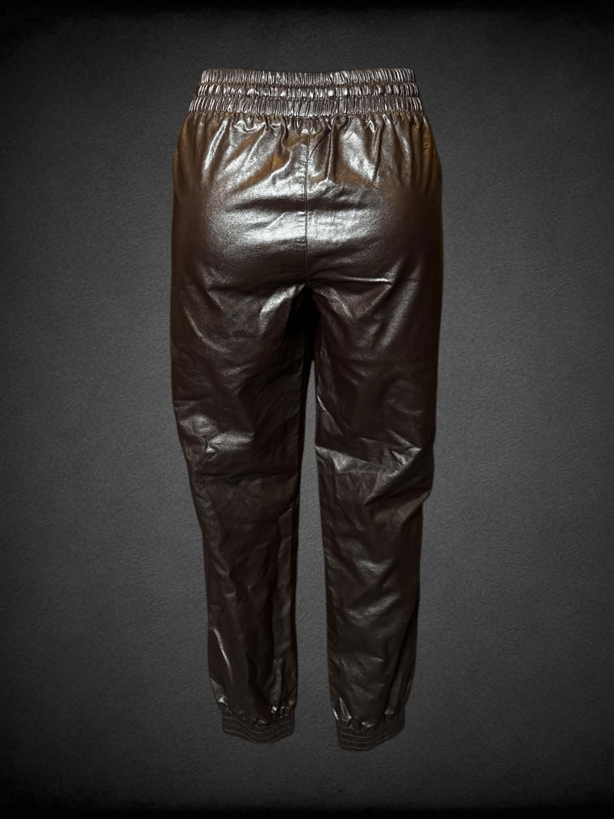 M ZARA brown faux leather pants with stretch waist, and pockets