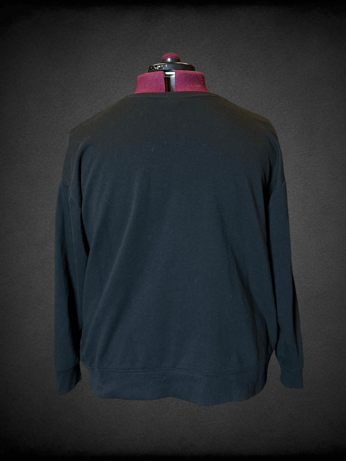 3X Torrid black long-sleeve crewneck sweater with multicolor stripes on front