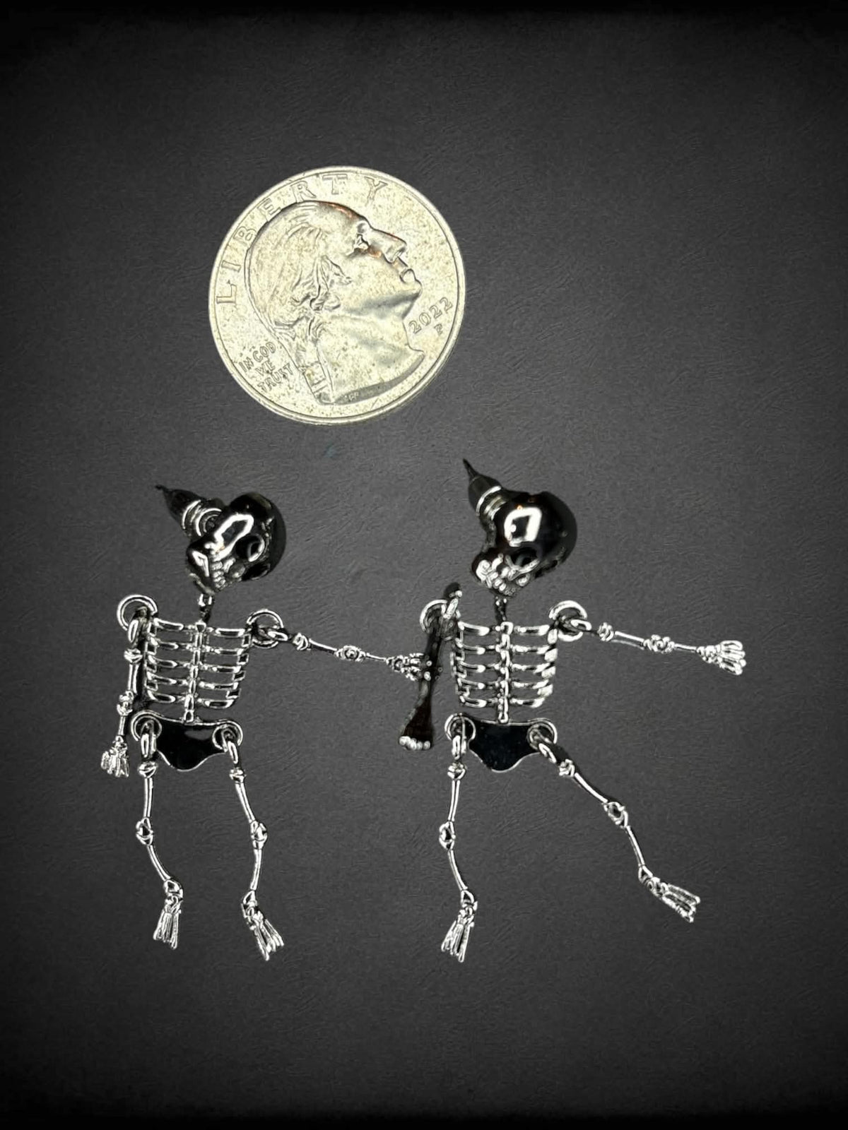 Silver skeleton earrings
