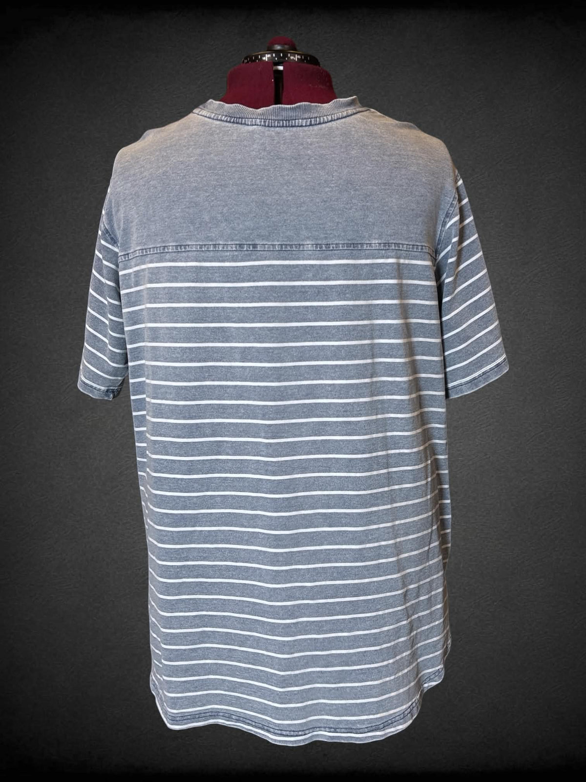 3X Jane + Delancey grey and white striped t shirt with grey panel on top