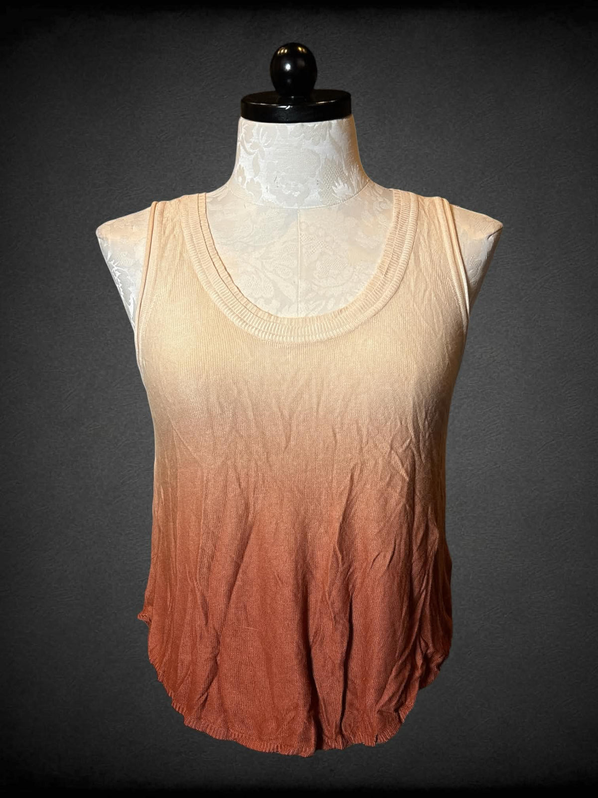 1X NWT Silence + Noise beige to orange ombré knit sleeveless top