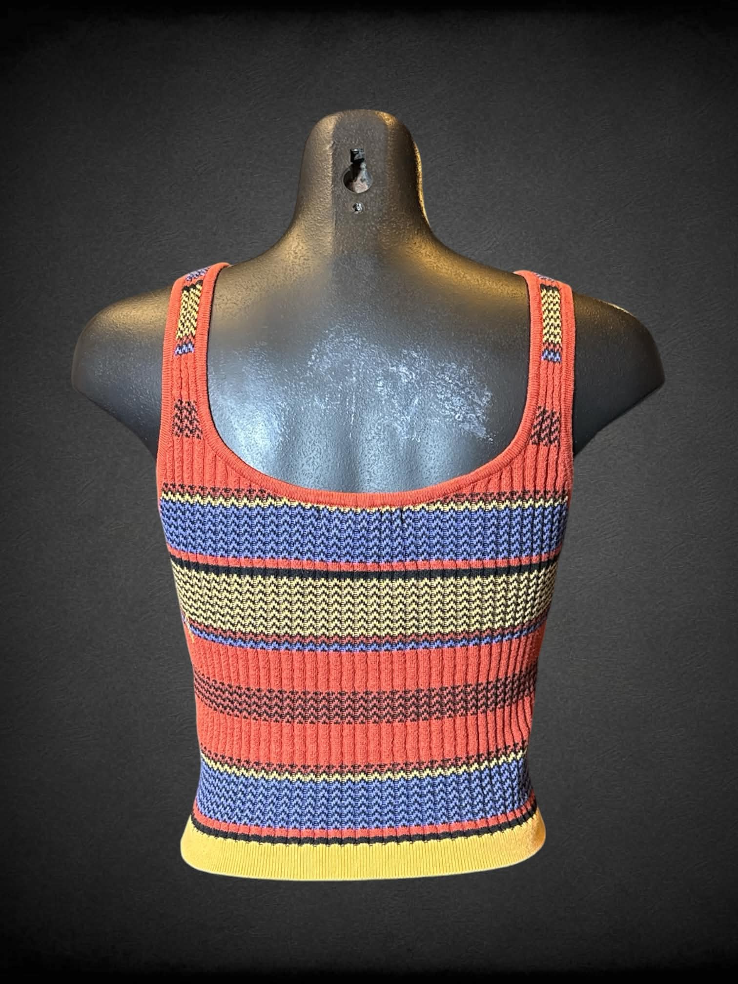 M Forever 21 multicolored striped sleeveless knit button down crop top