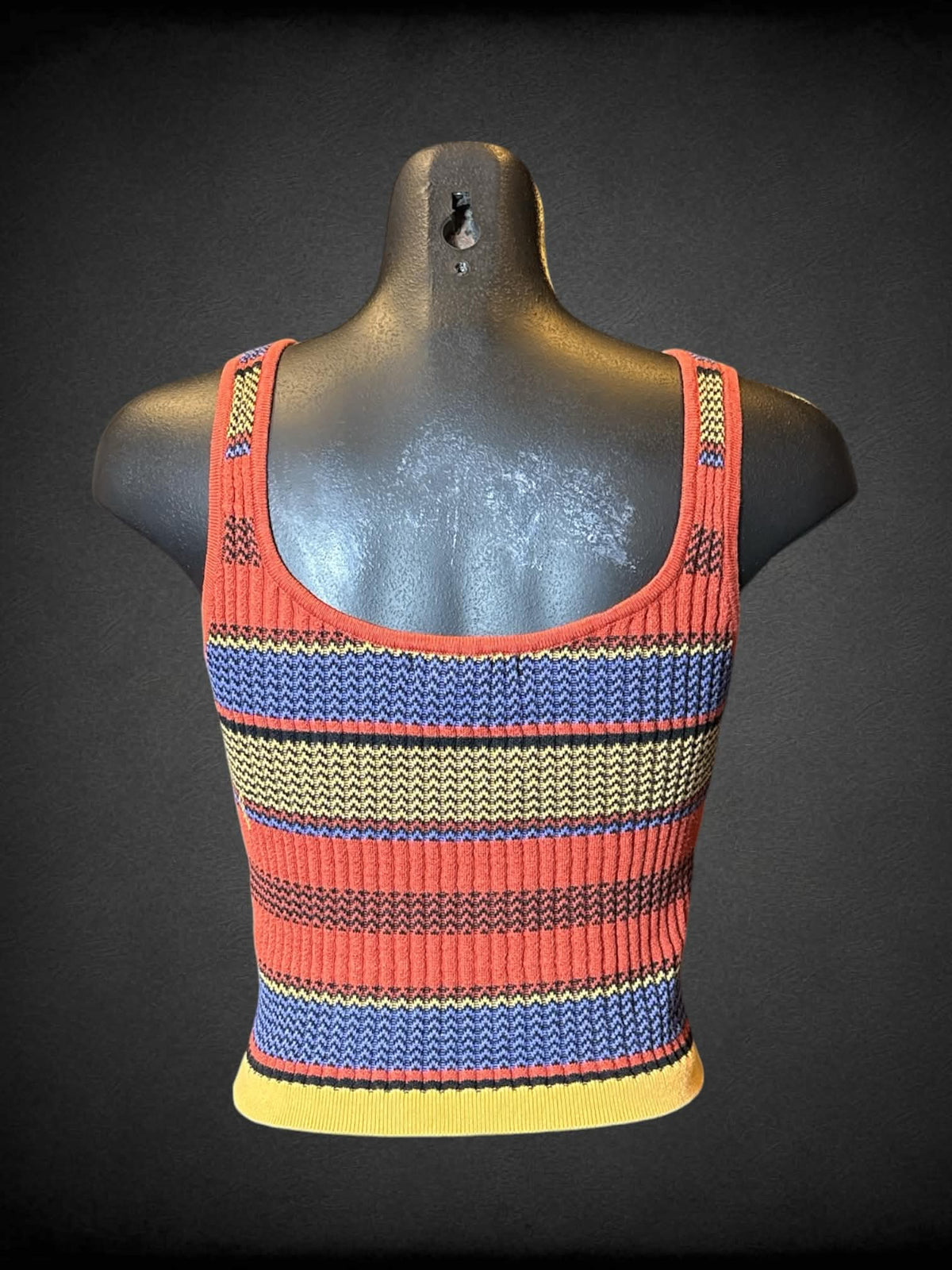 M Forever 21 multicolored striped sleeveless knit button down crop top