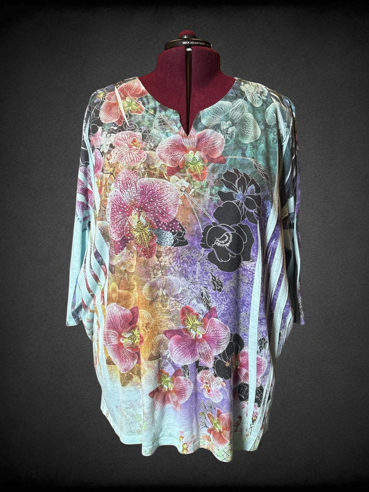 6X Liz & Me light blue long sleeve top with multicolor floral design