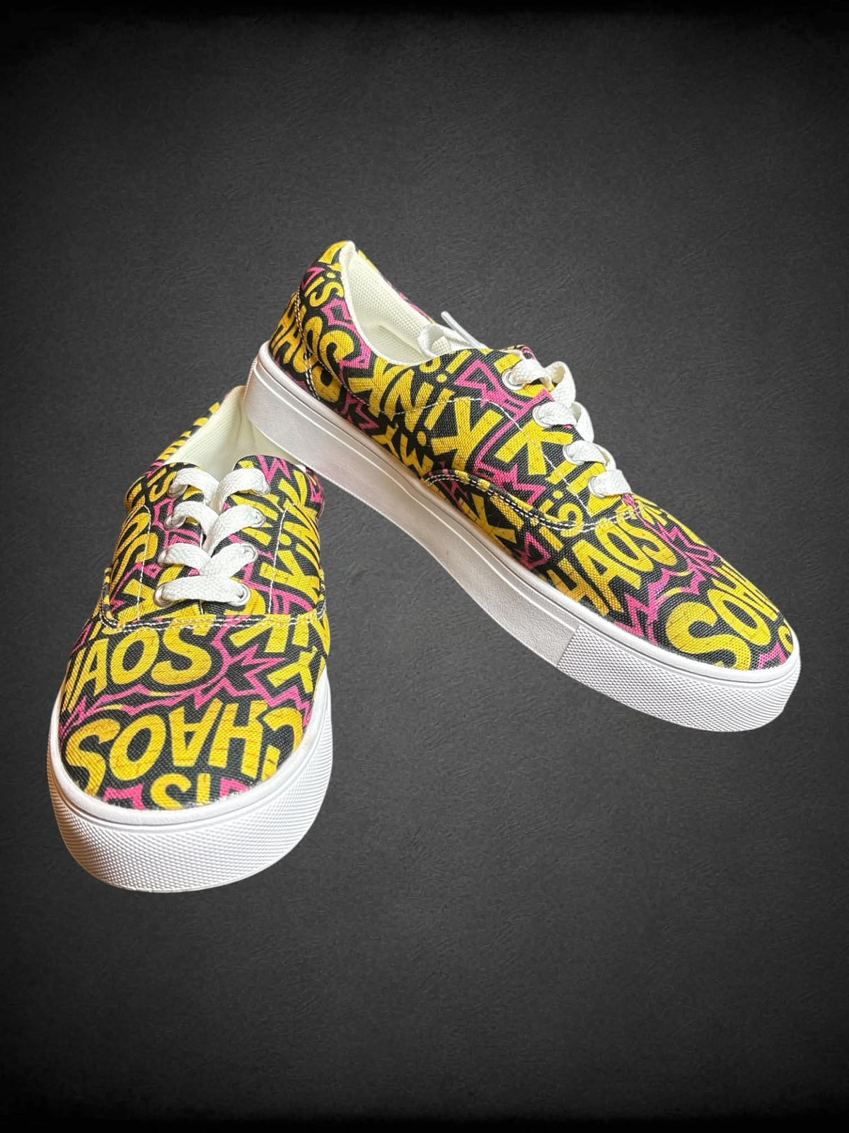 US Size 7 black vans style with “My Kink is Chaos” print