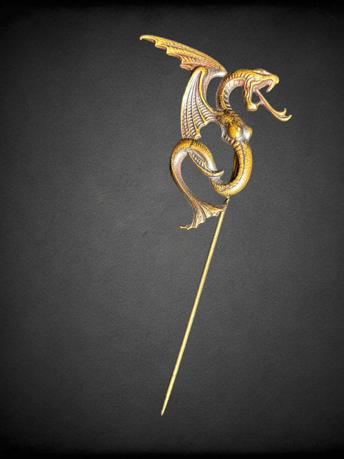 Vintage wyvern with breasts pin