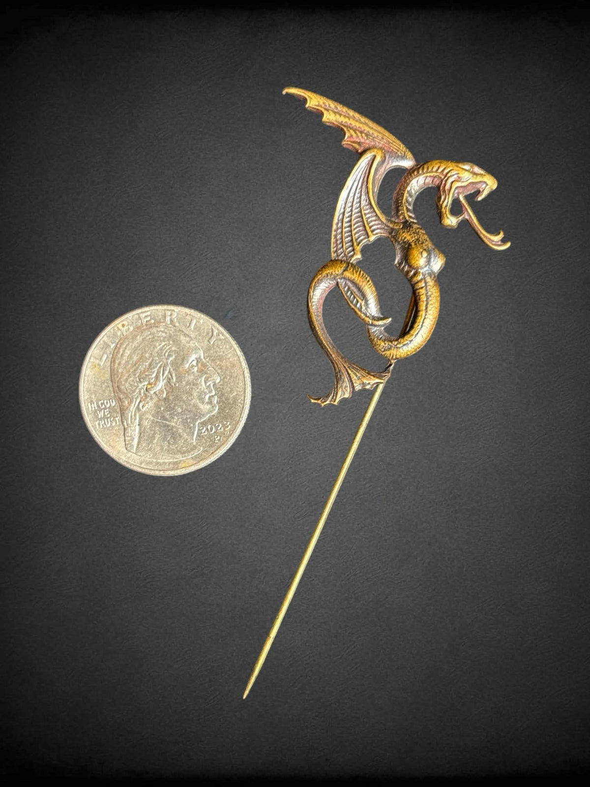 Vintage wyvern with breasts pin