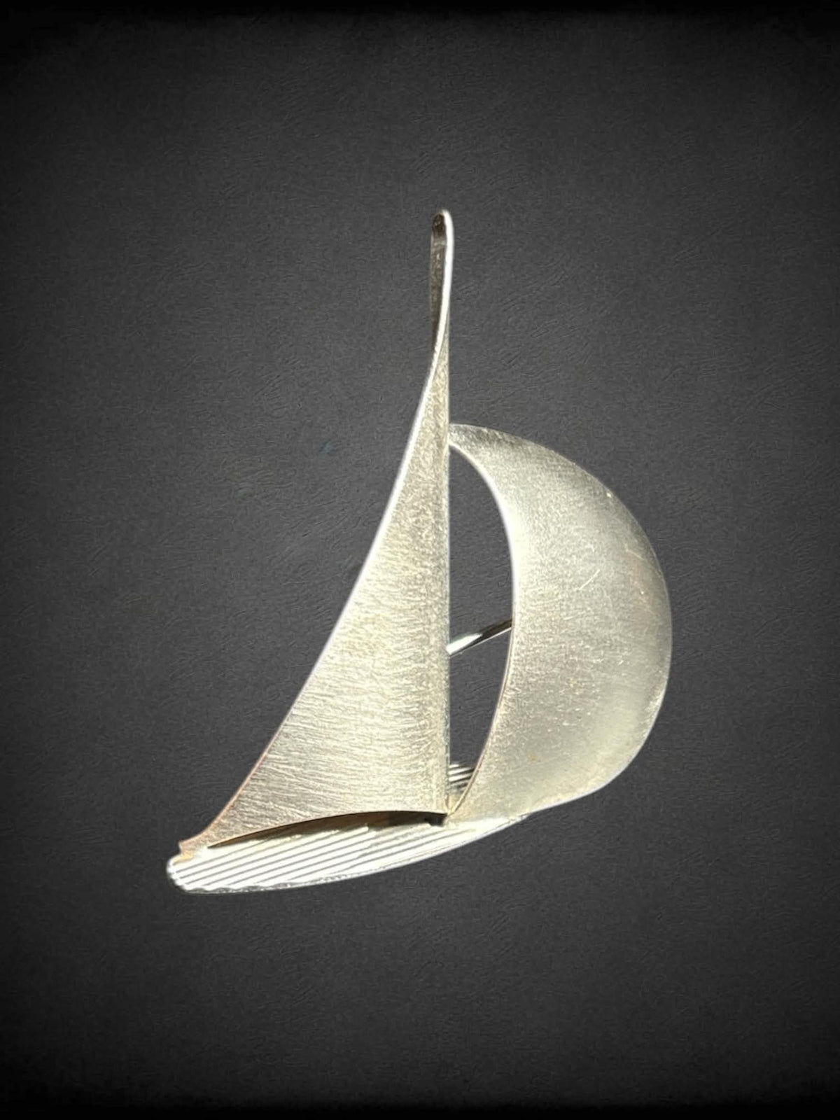 Vintage silver sail boat brooch