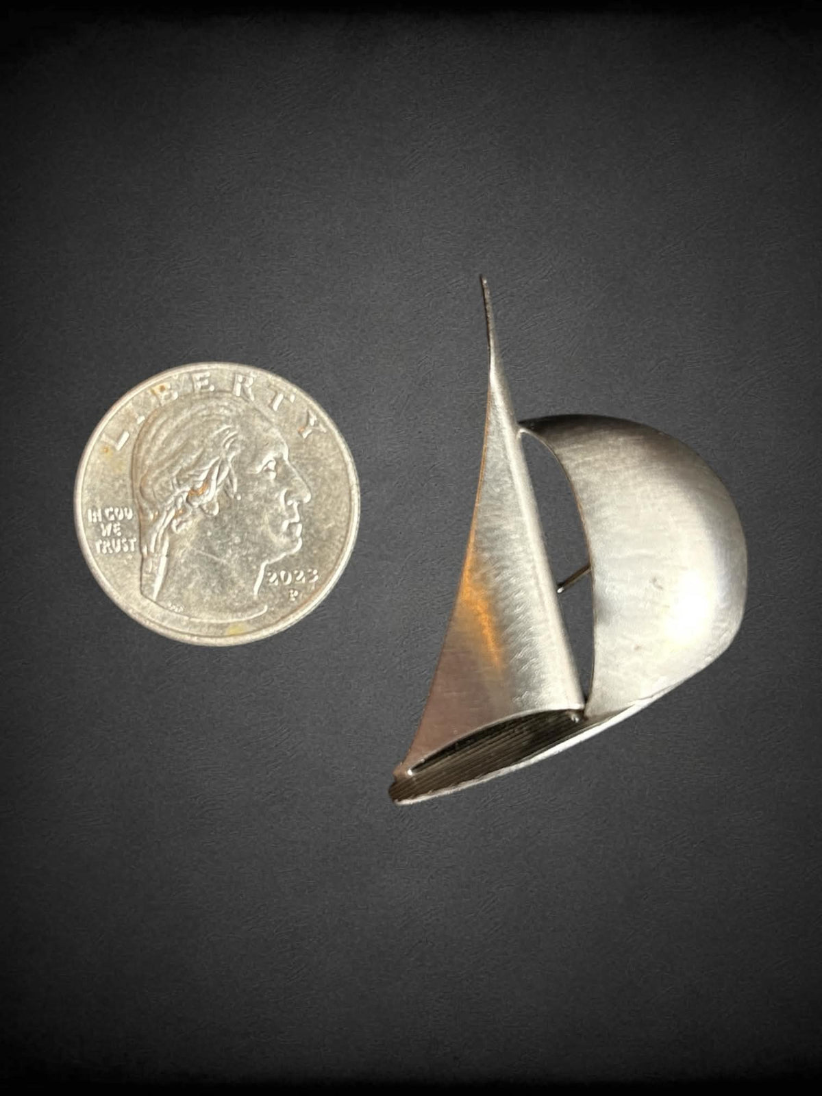 Vintage silver sail boat brooch