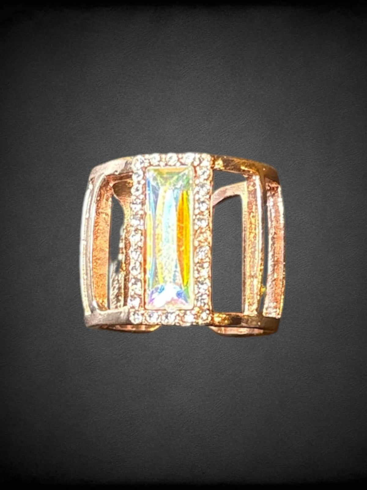 Size 8 chunky ring with bedazzled rhinestone