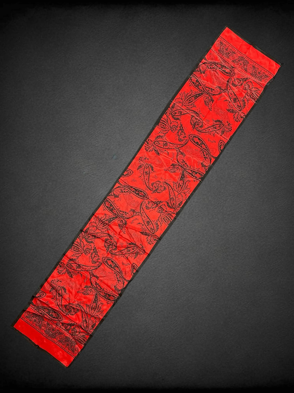Hasting & Smith red silk scarf with black paisley design