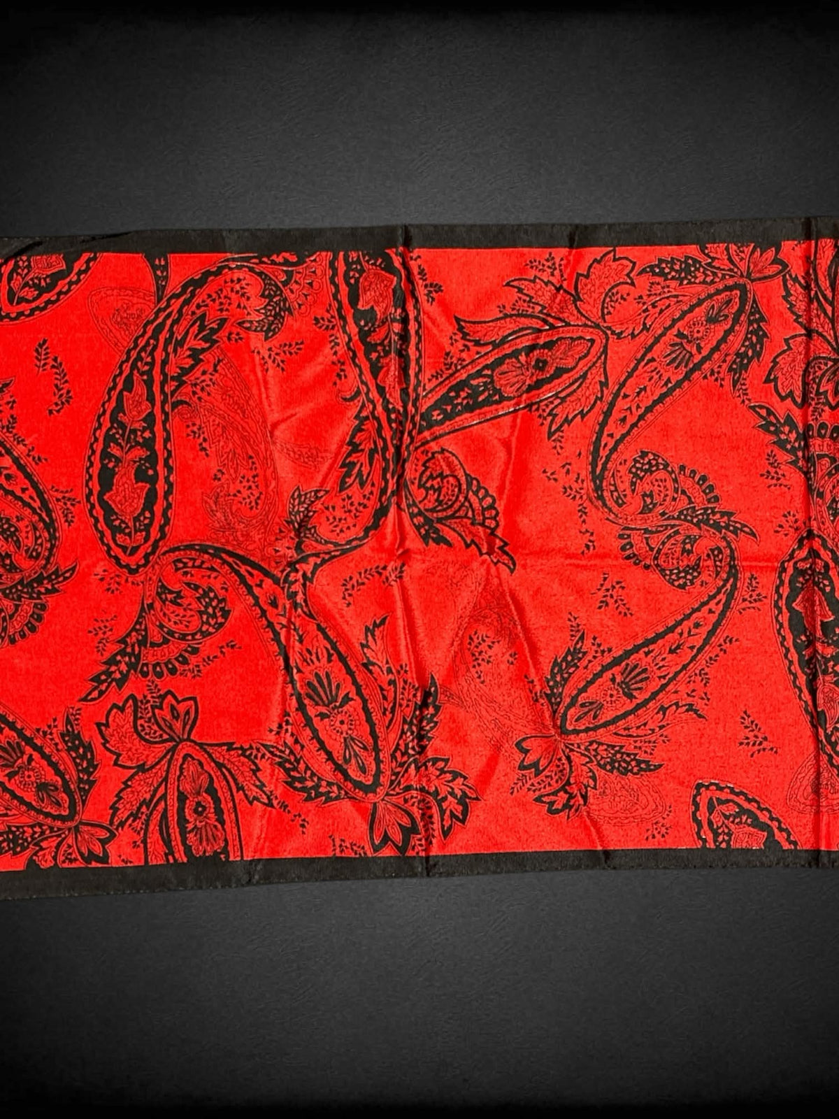 Hasting & Smith red silk scarf with black paisley design
