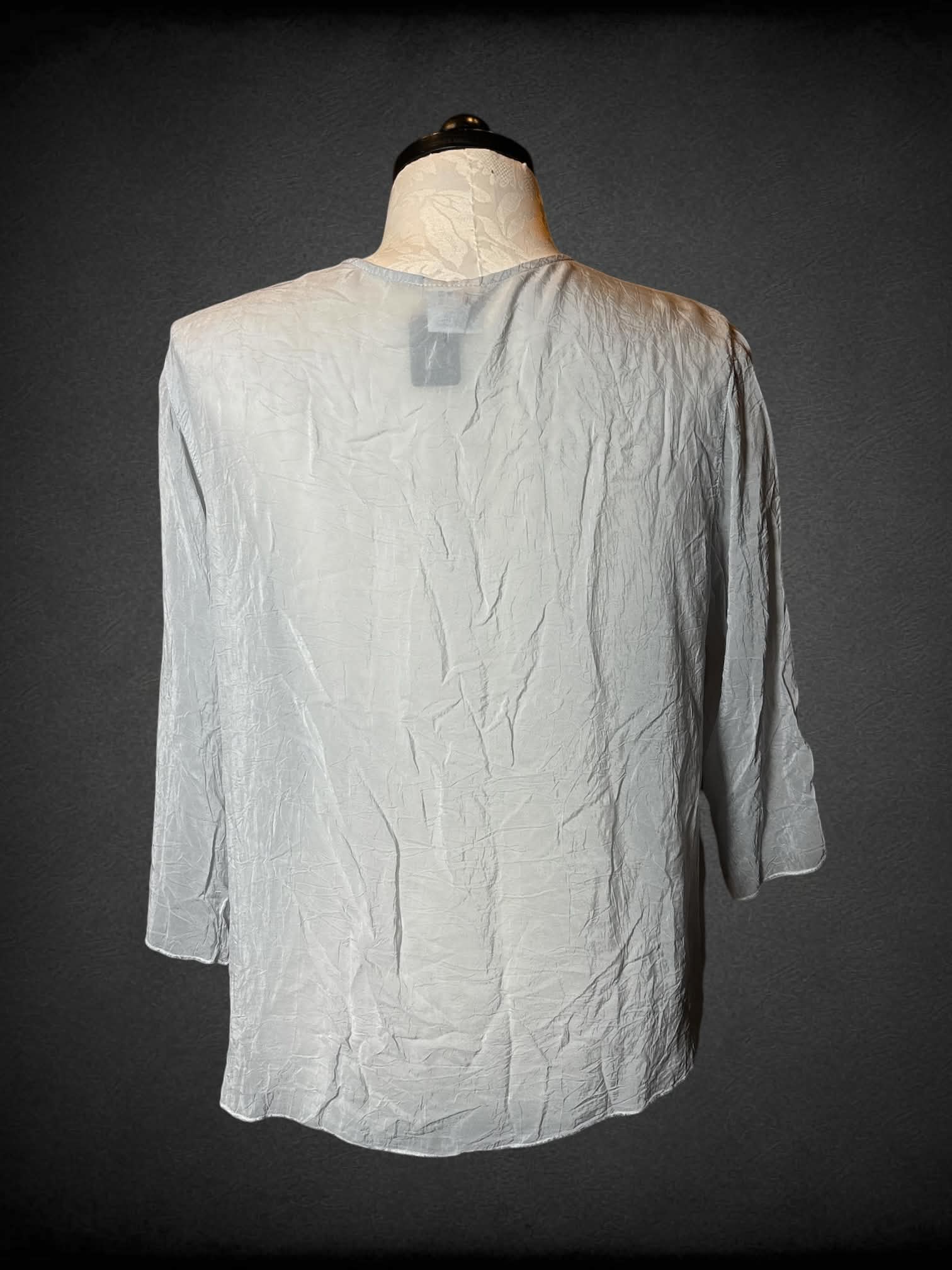 1X Click vintage grey sheer button-up blouse