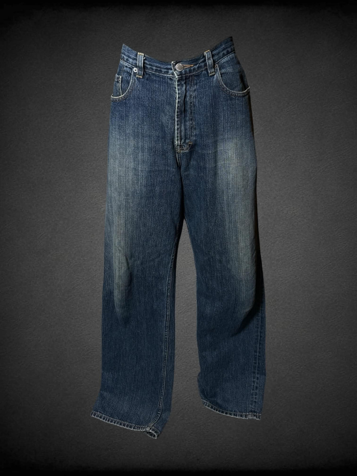 L Banana Republic blue high/waisted wide leg jeans with distressed hem