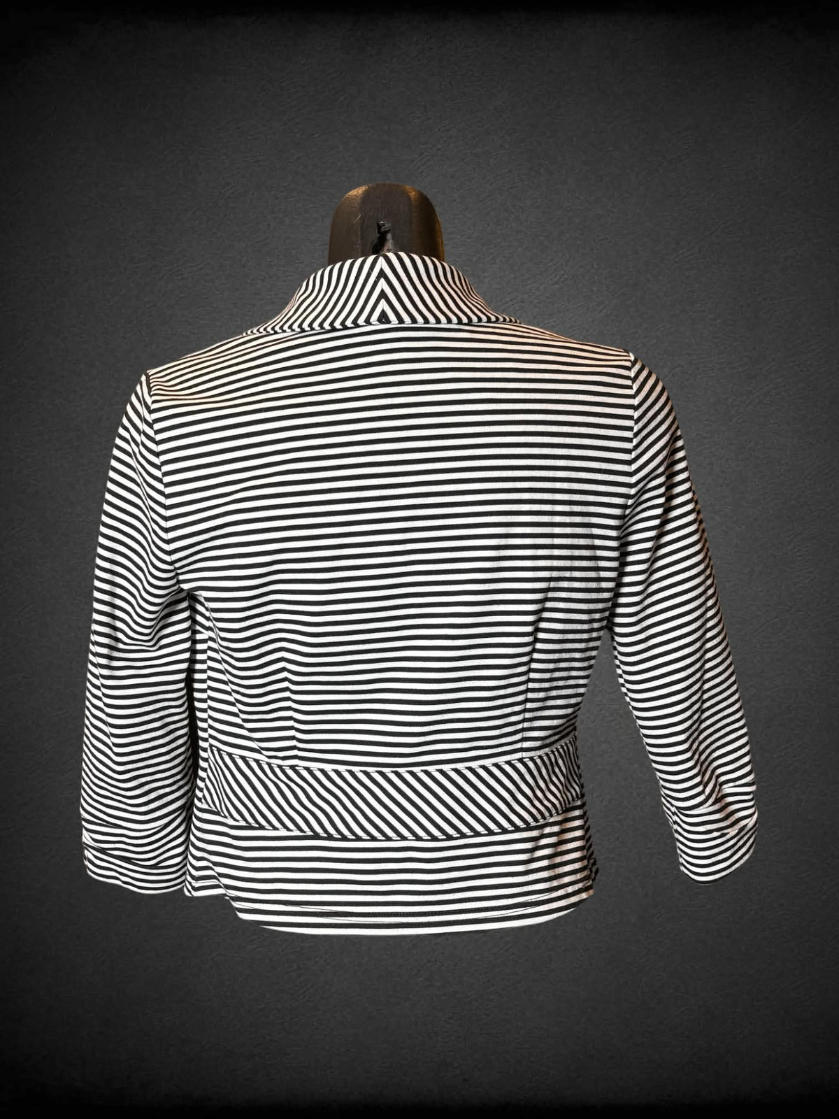 S White House Black Market three-quarter sleeve black & white striped cardigan