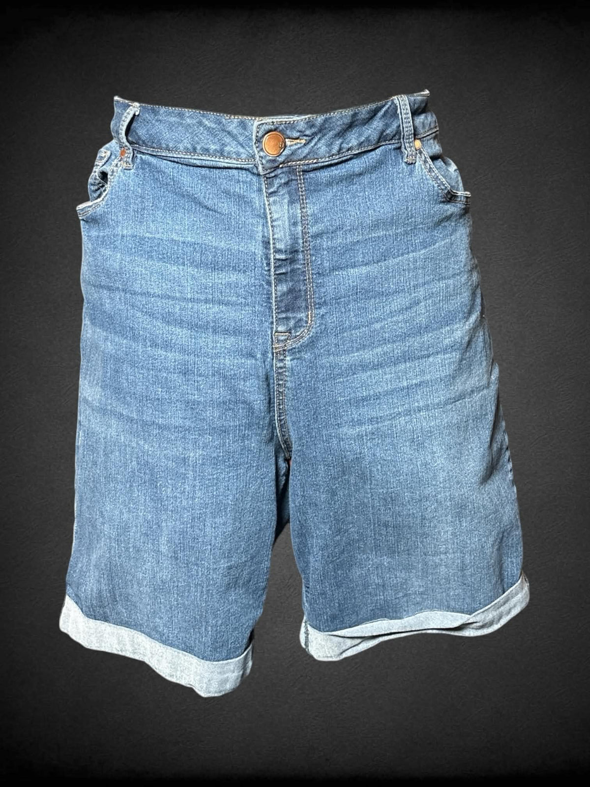 3X Avenue blue high-waisted jorts with stretch waist