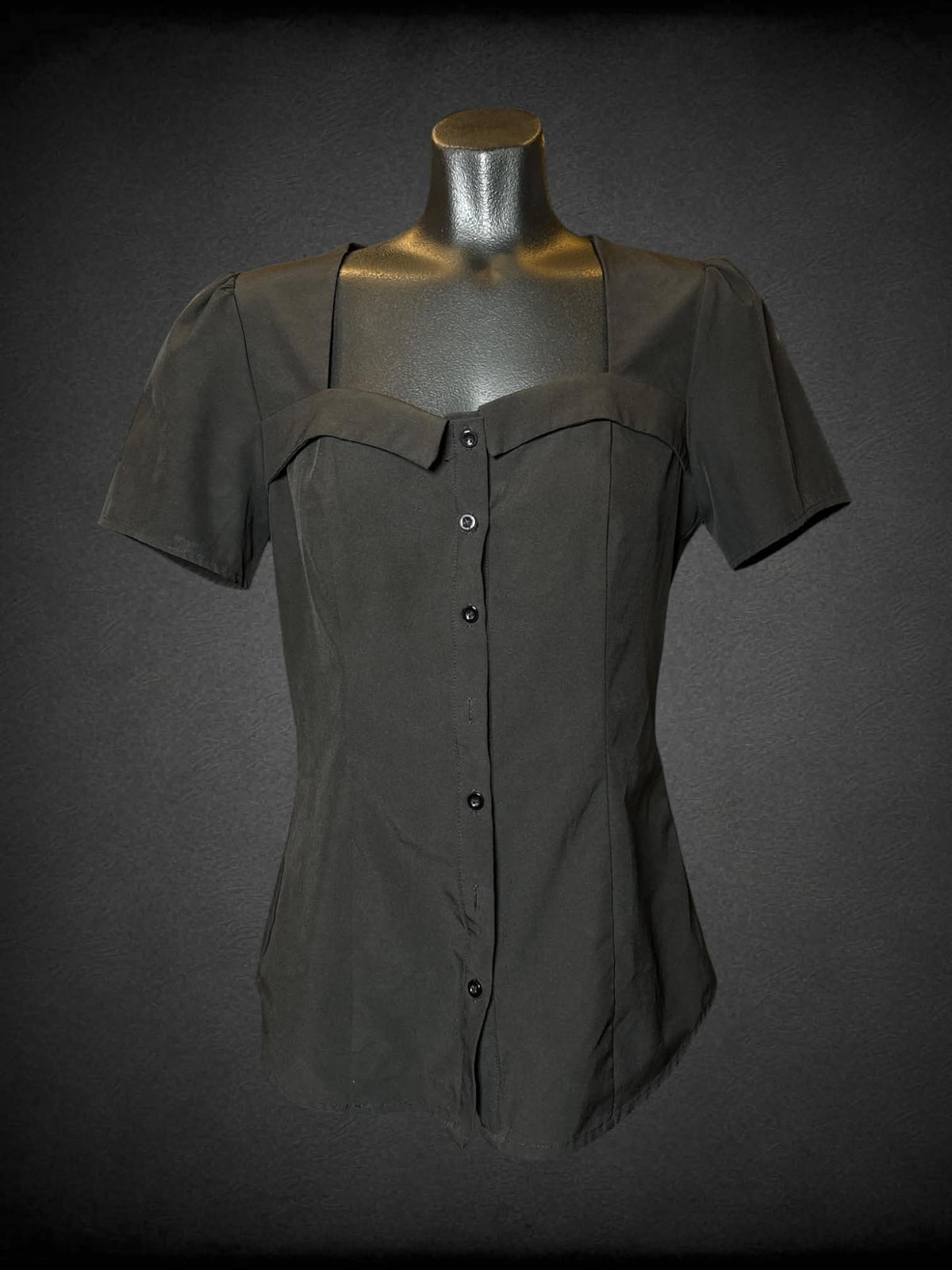 S Belle Poque black button-up blouse