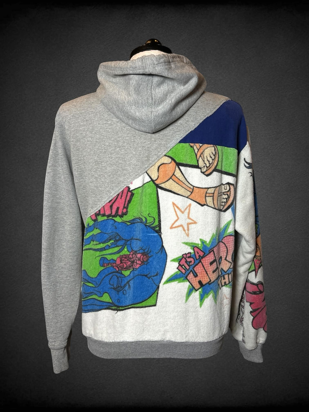 0X Champion hand-made grey hoodie made with 90s Disney’s “Hercules” towel