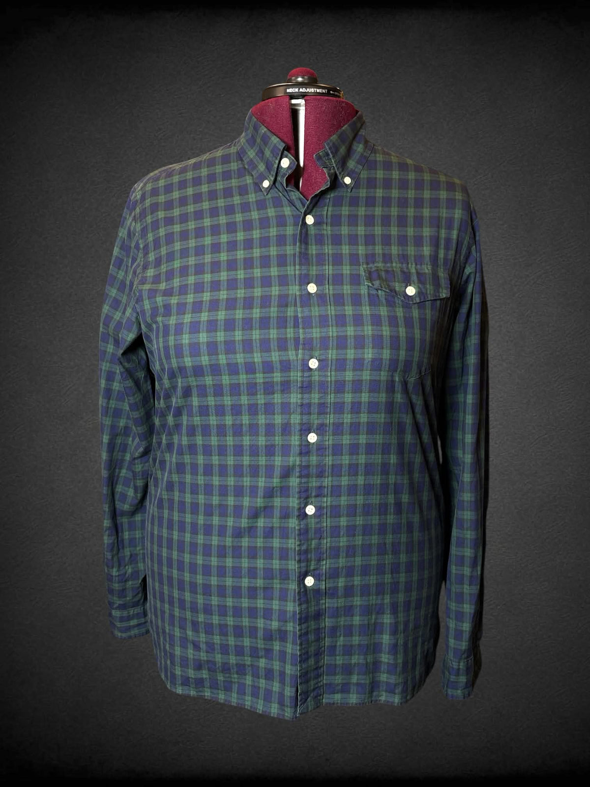 2X Ralph Lauren blue & green plaid button-down shirt with pocket on front