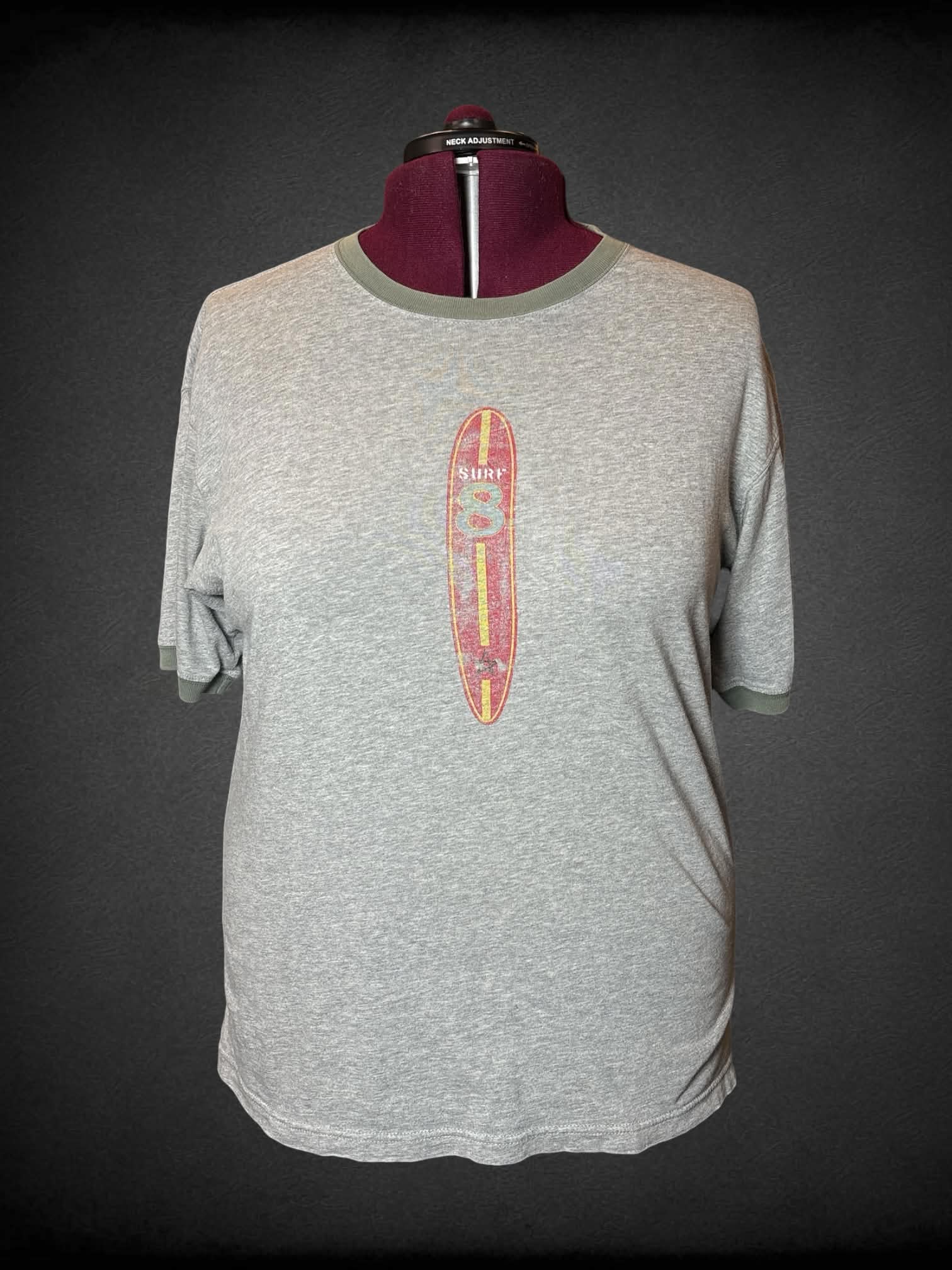 3X Gap heather grey t shirt with faded surf board graphic on front