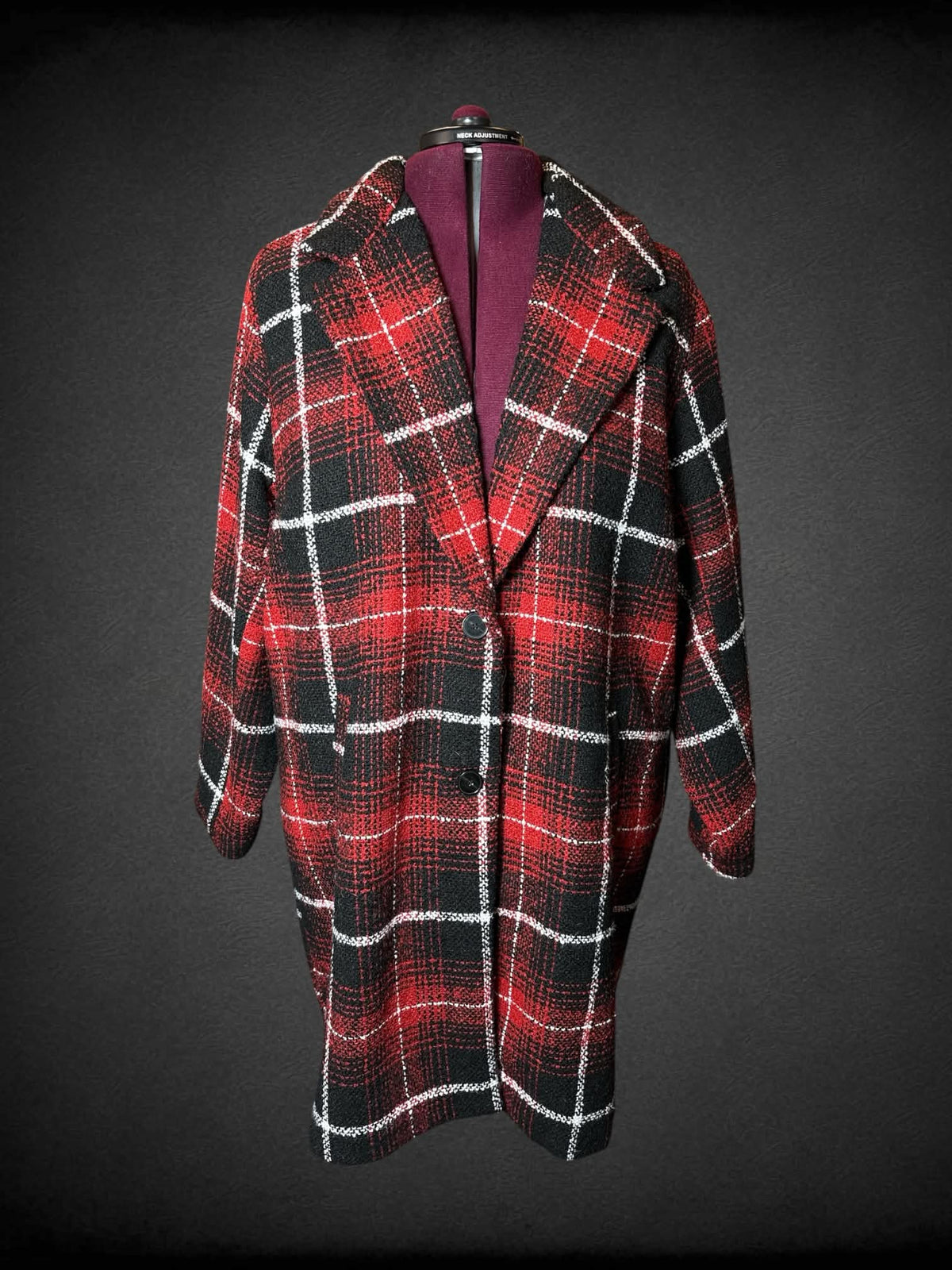 3X Torrid NWT red plaid long pea coat with pockets