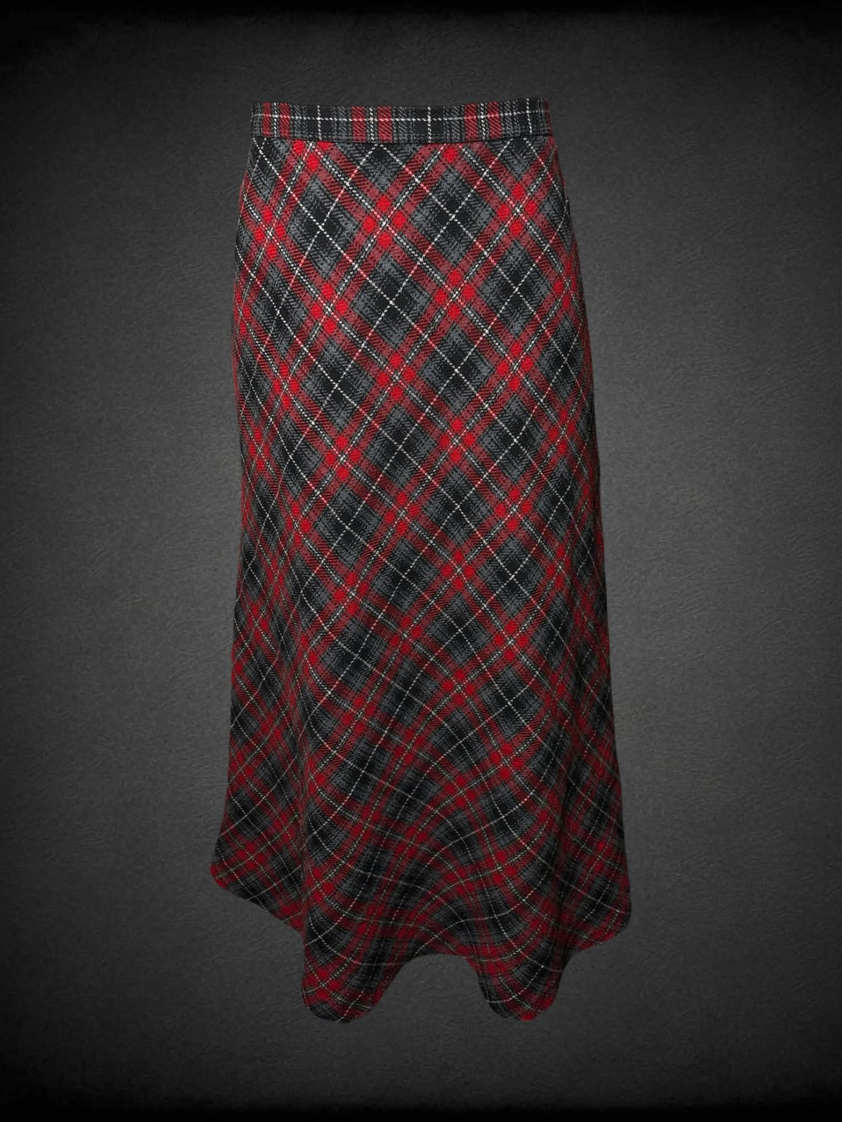 L Requirements vintage red plaid skirt with zipper and button on back