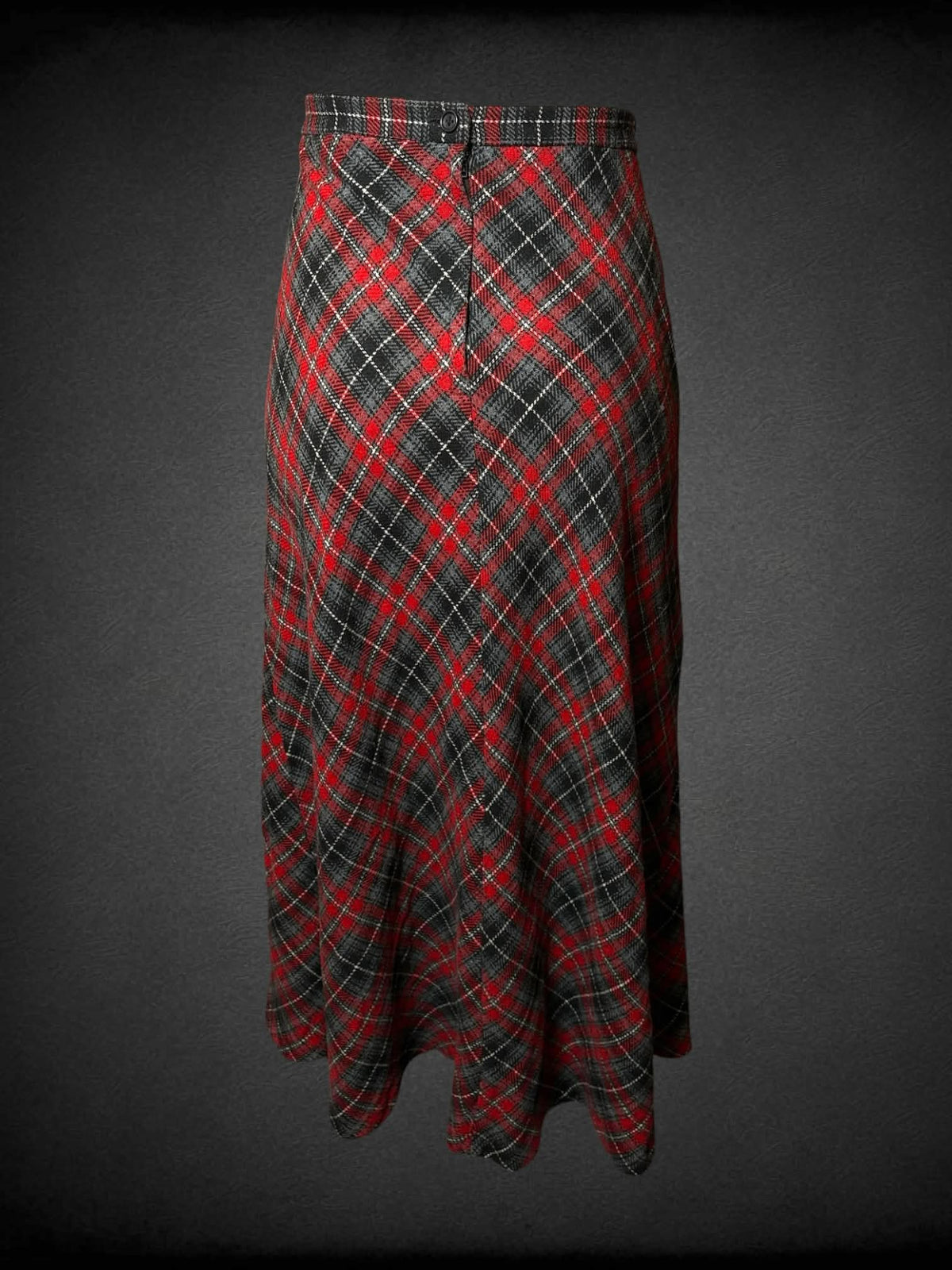 L Requirements vintage red plaid skirt with zipper and button on back