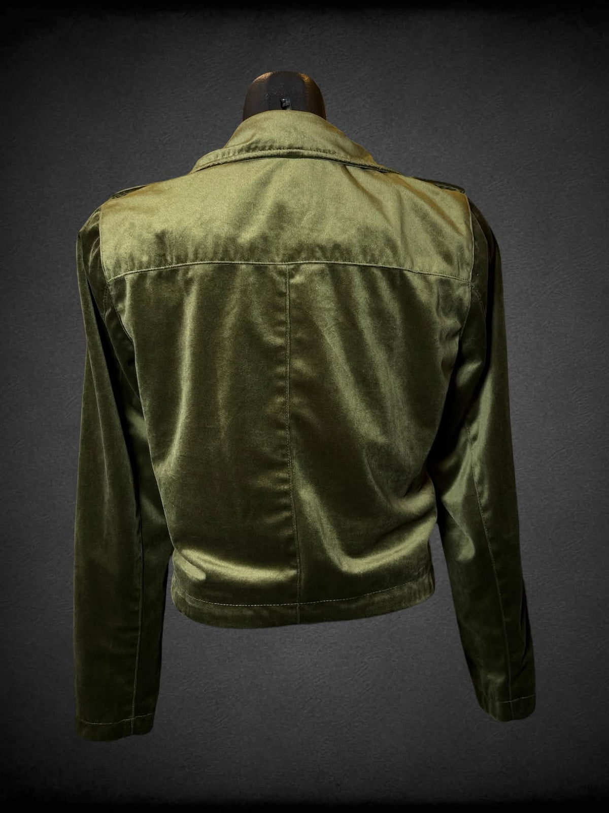 M Lauren Conrad olive green velour cropped zip-up jacket