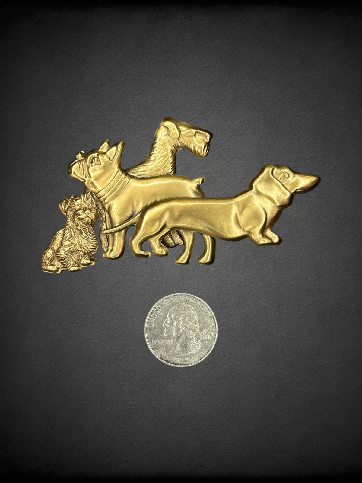 Vintage gold dog brooch