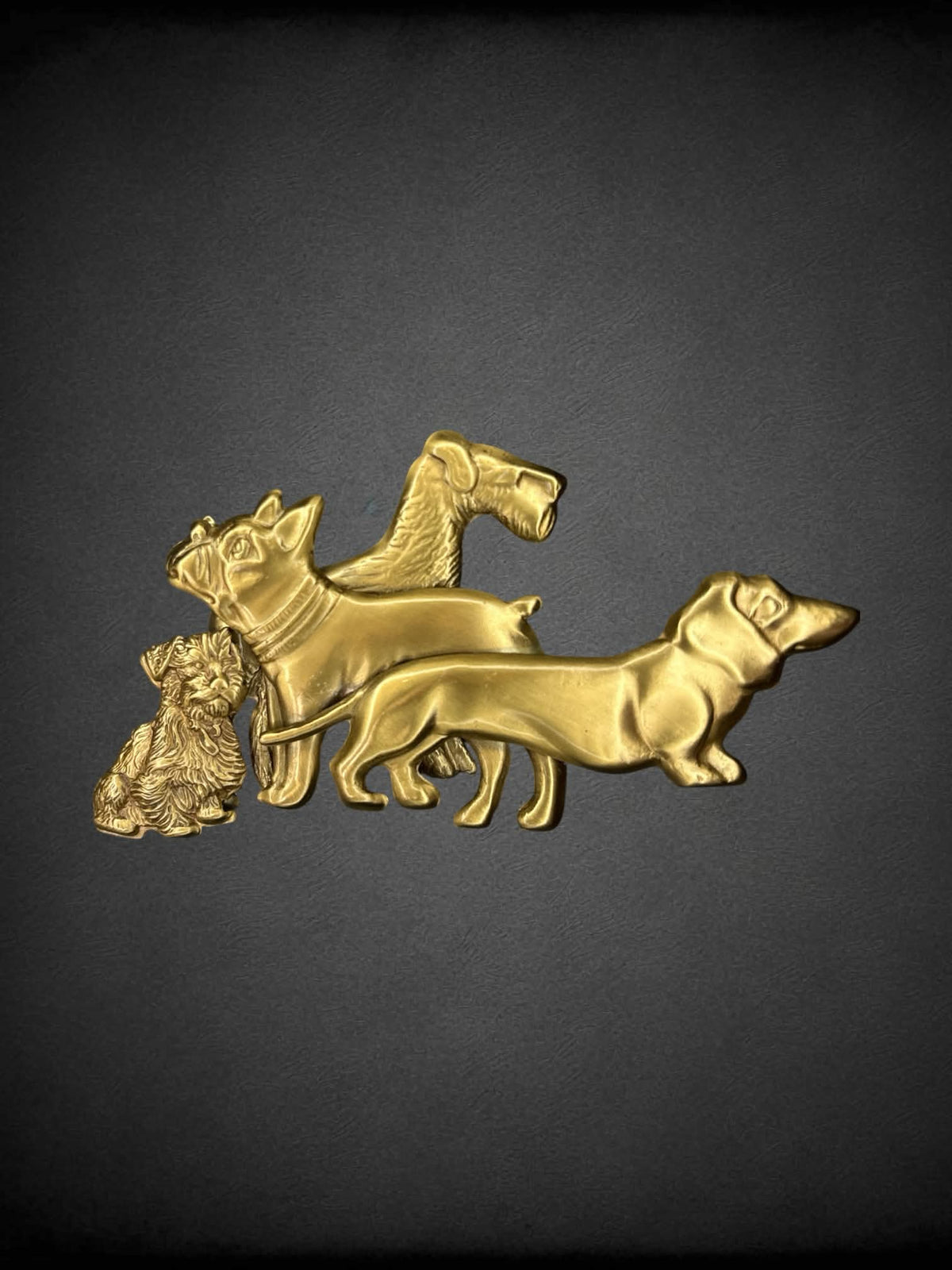 Vintage gold dog brooch